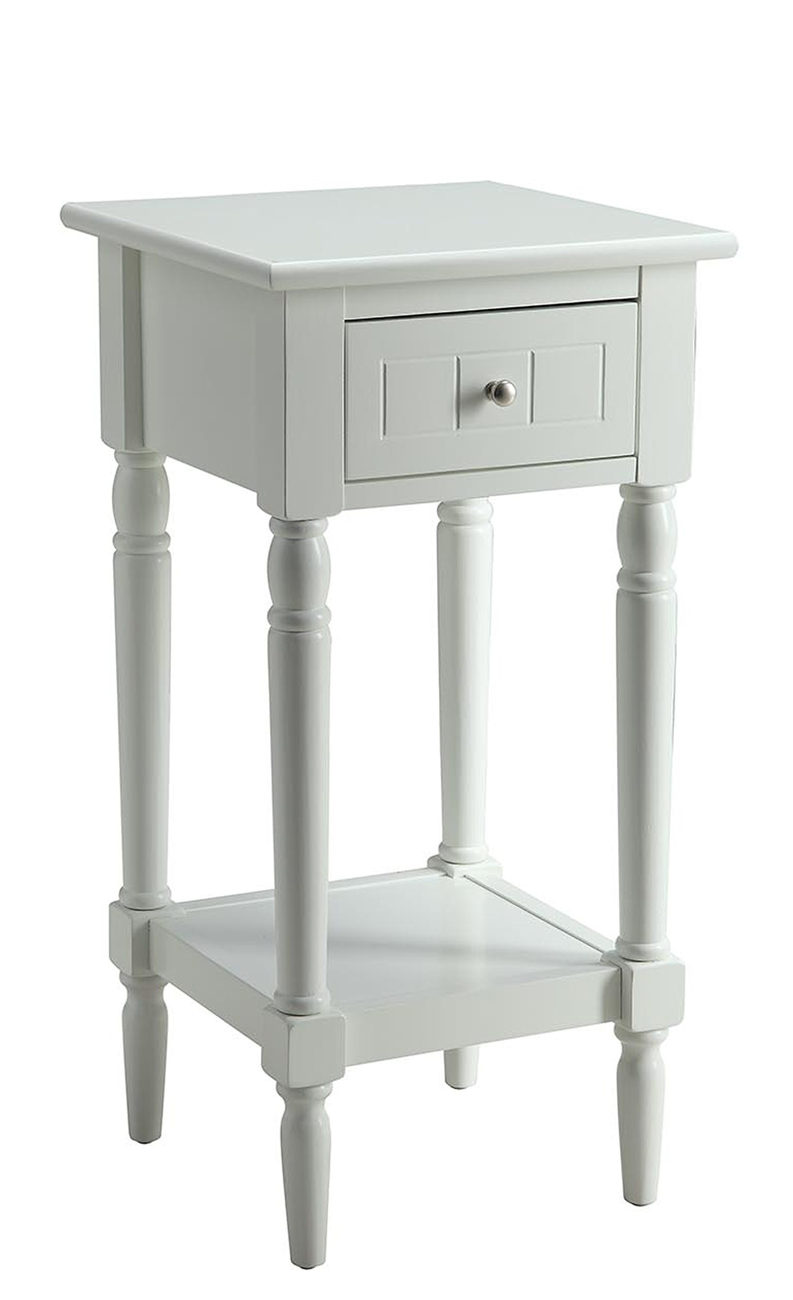 Convenience Concepts Table, Engineered Wood Solid Pine Legs Non Lead Base Paint, White, L W 14.25 x H 28.25