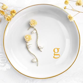 Ceramic Ring Tray Trinket Dish Jewelry Plate Tray Women Girlfriend Coworker Teacher Neighbor Happy Retirement Long Distance Relationships Going Away Goodbye Good Luck I Miss You Job Promotion Gifts