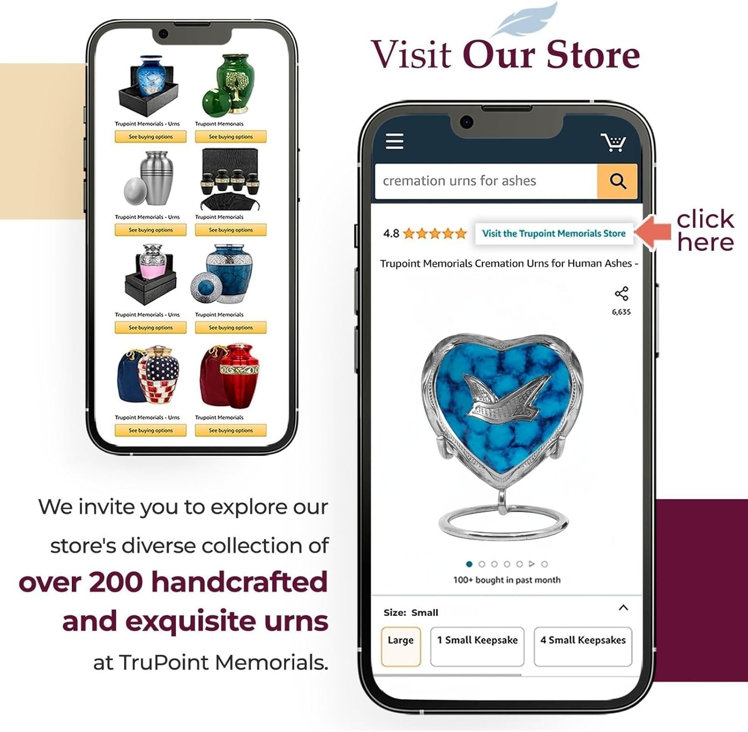 Trupoint Memorials Small Urns for Human Ashes Keepsake, Mini Heart Urn with Stand, Decorative Cremation Urns for Adult Men & Women – Small, Silver Wings - Image 5