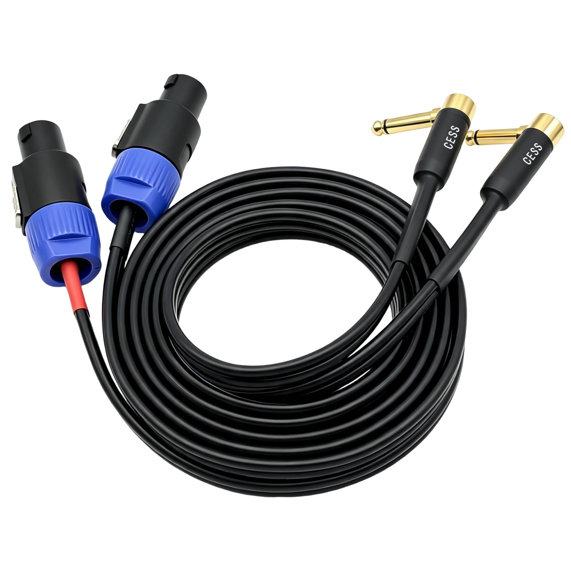 CESS-133-6f Cavo per altoparlante/amplificatore, ad angolo retto da 1/4 pollici, 2 pezzi (6 piedi)