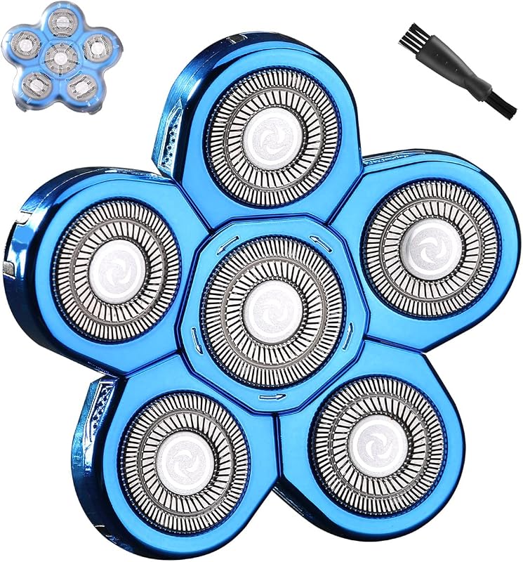 Cabeça de reposição FOXSONIC com 6 lâminas azuis para barbeador elétrico, com capa e escova