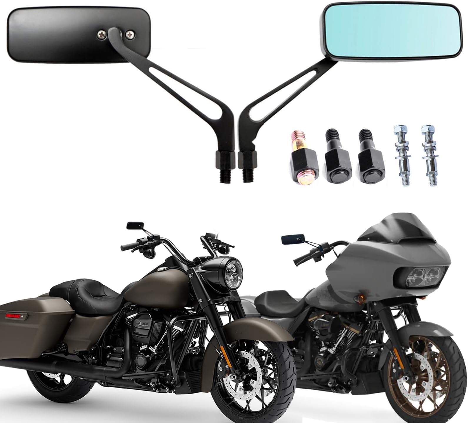 MISS MOLY Black Motorcycle Side View Mirrors for Harley Davidson Sportster 883 1200 Street Glide