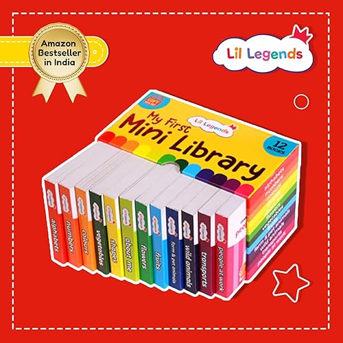 Oswaal Lil Legends Mini Library - Box Set- Alphabet | Numbers | Colours | Shapes | About Me | Flowers | Vegetables | Fruits | Farm &amp; Pet Animals | Wild Animals | Transports | People At Work