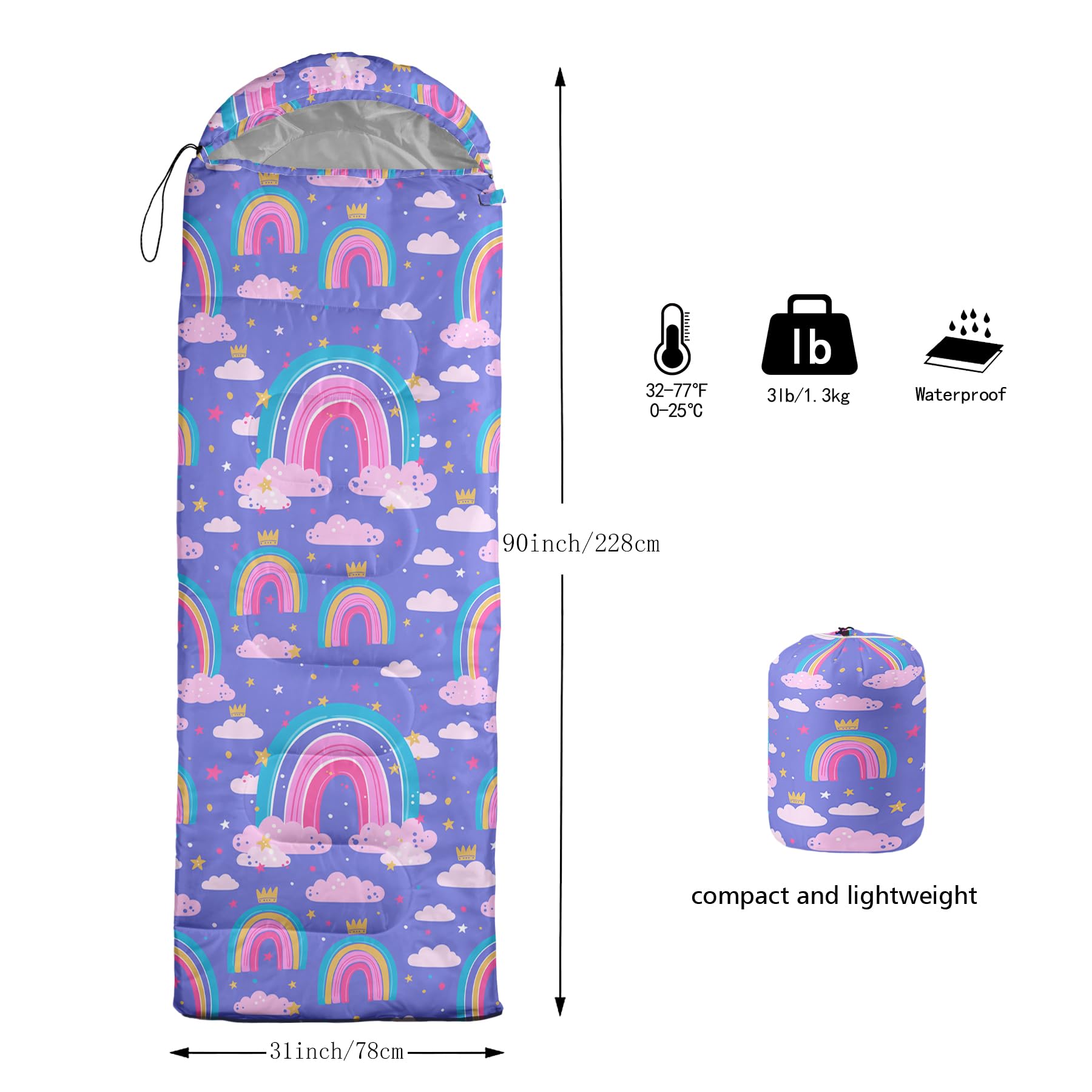 AILONEN Saco de dormir de camping con escamas de sirena para adultos y adolescentes, ligero e impermeable, 3 estaciones de clima cálido y fresco, bolsas portátiles para viajes, al aire libre