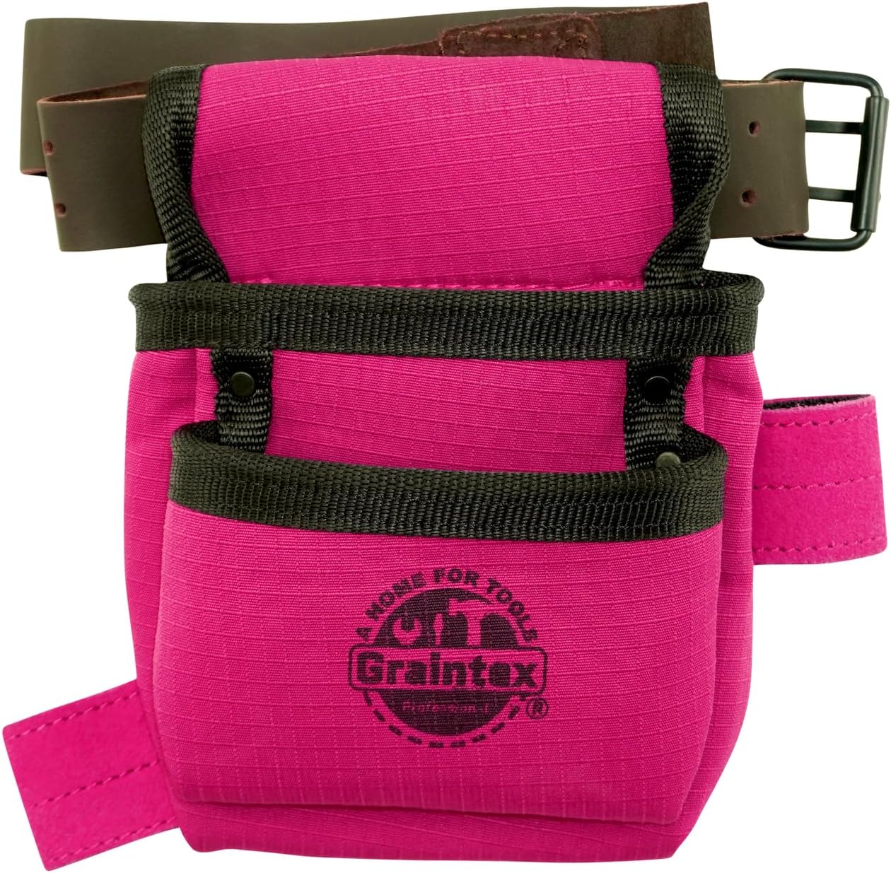 Graintex 2 Pocket Children Tool Pouch, Ripstop Canvas Double Layered, Leather Trims, Kid's Real Tool Bag, Boys and Girls Tool Belt for Home Improvement, 1.1/2" Leather Belt, Hammer Loop
