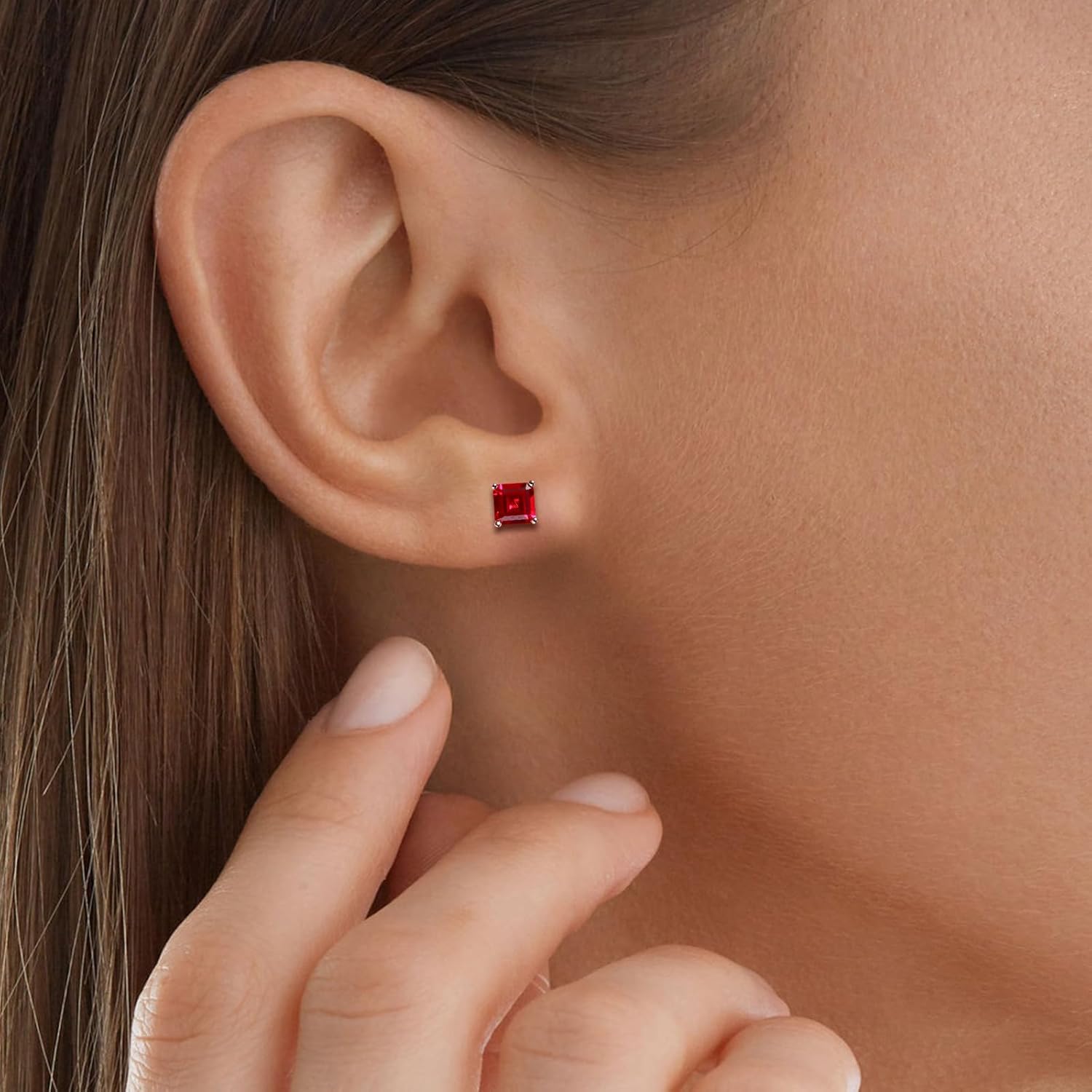 925 Sterling Silver Birthstone Stud Earrings for Women Men, Created Sapphire/Emerald/Ruby/Spinel Earrings Birthday Everyday Jewelry(with Box) - Image 2