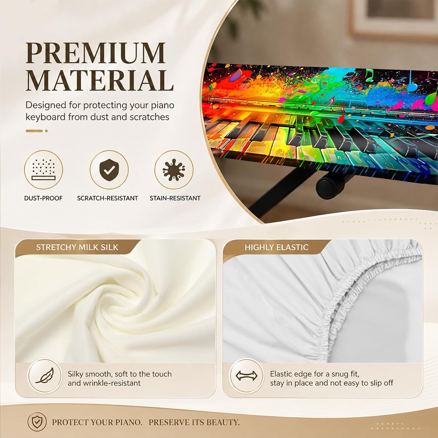 Nuxovilar Ink Splash Keyboard Cover Milk Silk 40x15.4 In image 4