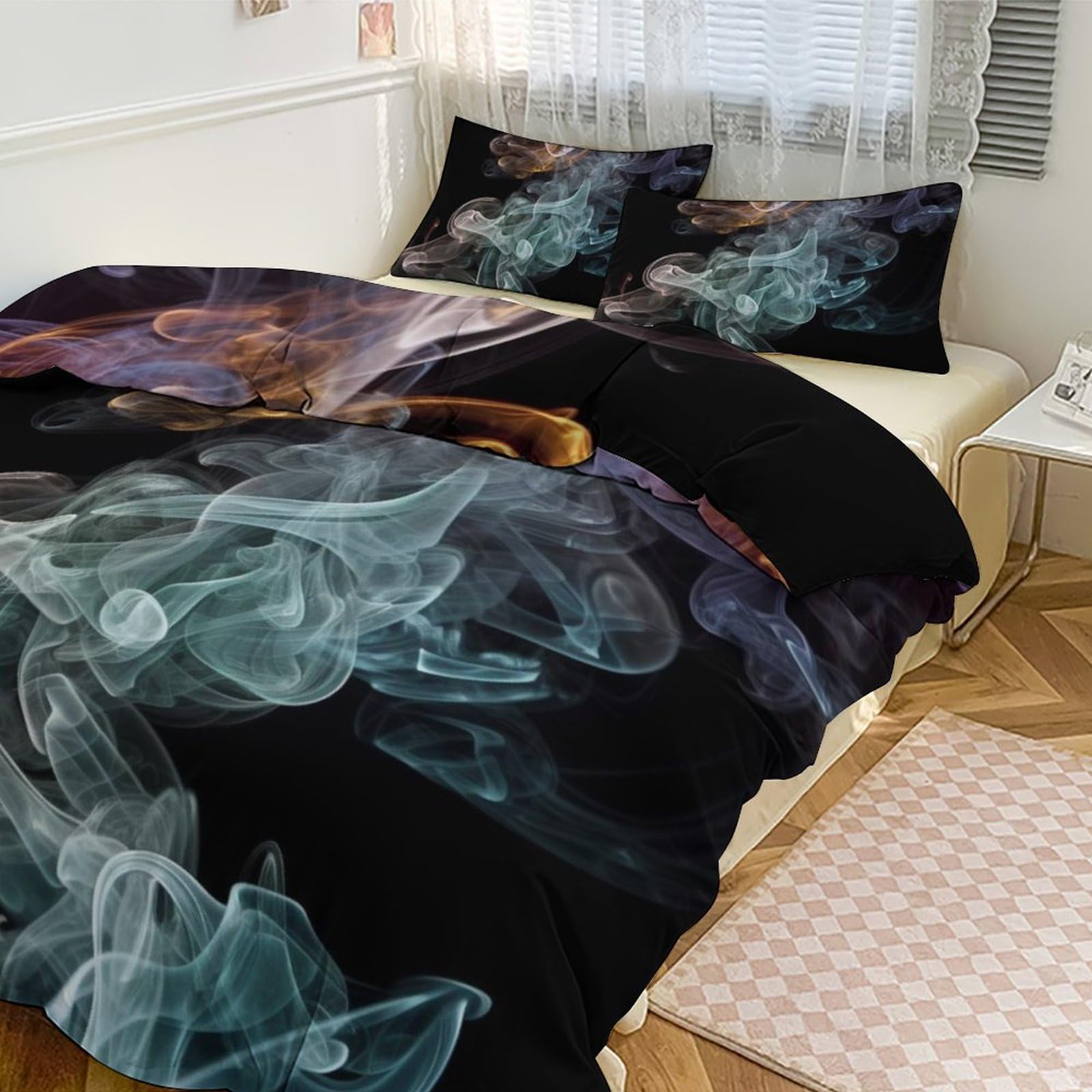 Housse de couette ultra douce 3 pièces linge de lit fumée psychédélique