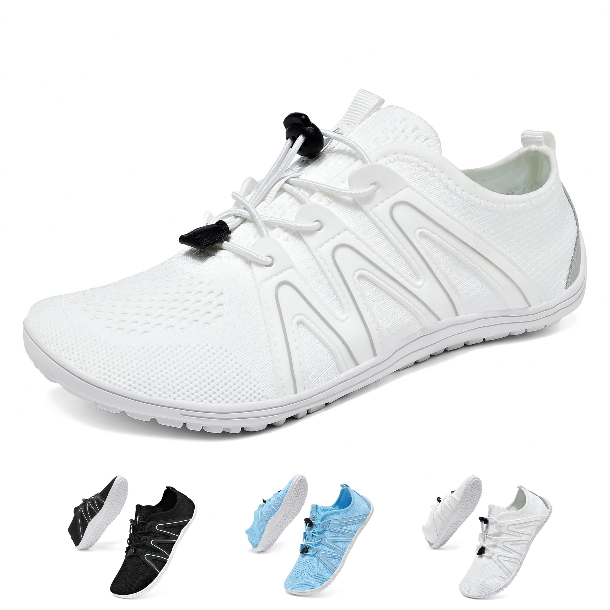 Geweo Barfußschuhe Damen Herren Minimalschuhe Barfuß Sneaker Unisex | Leichte & Atmungsaktive, Zero Drop Turnschuhe mit Schnellschnürung, Rutschfest, für Fitness, Yoga, Wandern, Indoor & Outdoor