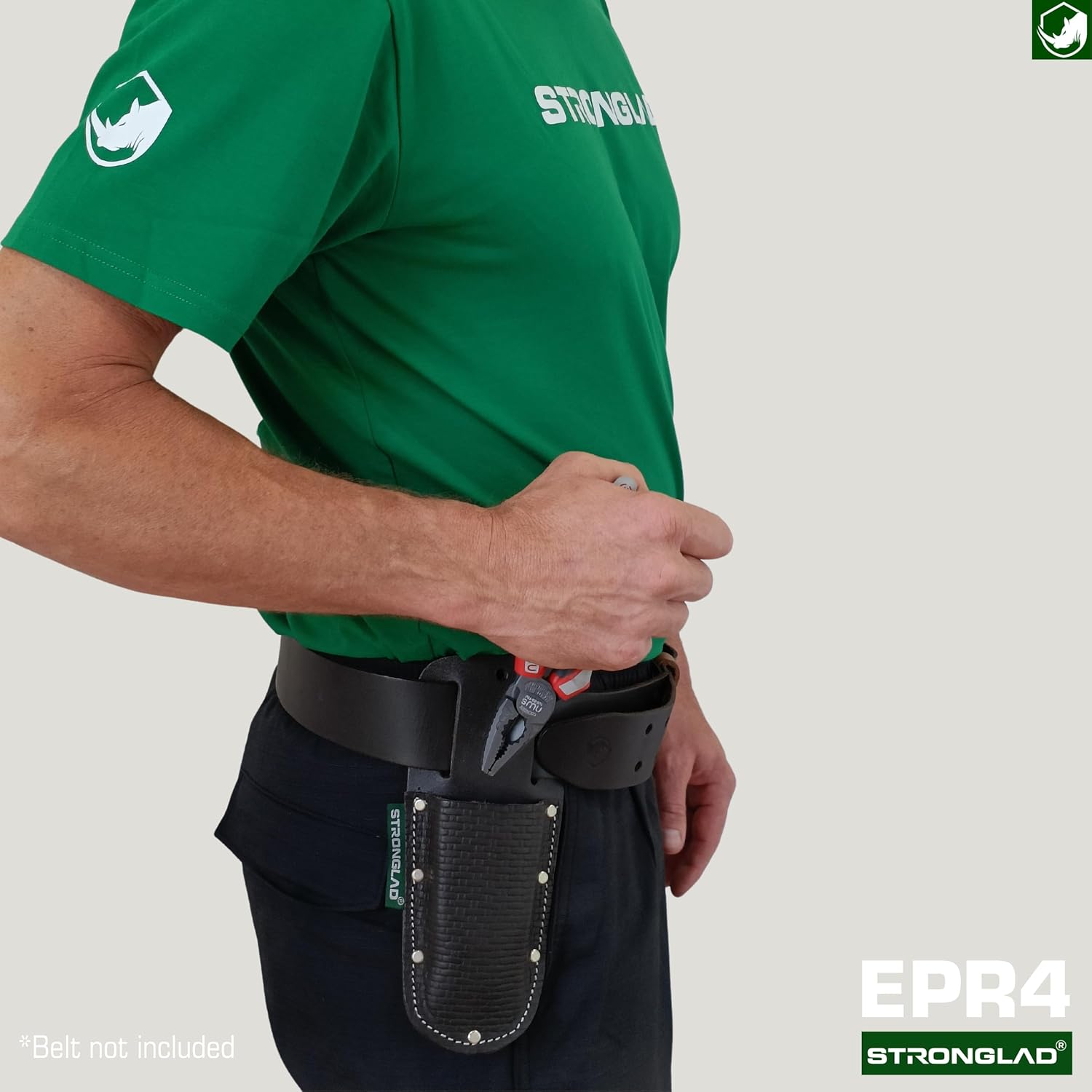 STRONGLAD Pliers Holster – Leather Tool Holder for Belt, Fits 2" Quick-Access Pouch | Built for Electricians, Concreters, Gardeners | Durable Top-Grain Leather