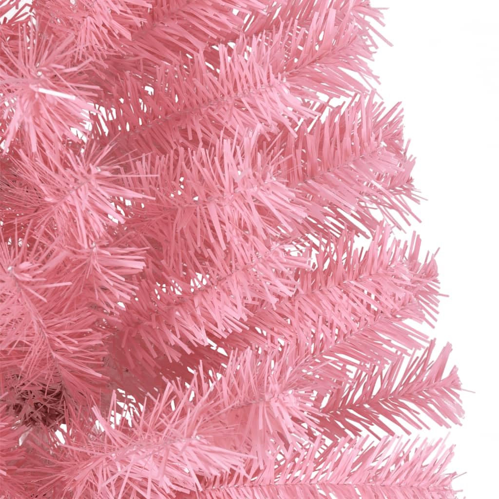 Árbol de Navidad artificial de PVC rosa de 240 cm con soporte de acero resistente, diseño semicircular, 1050 ramas, ideal para decoración festiva