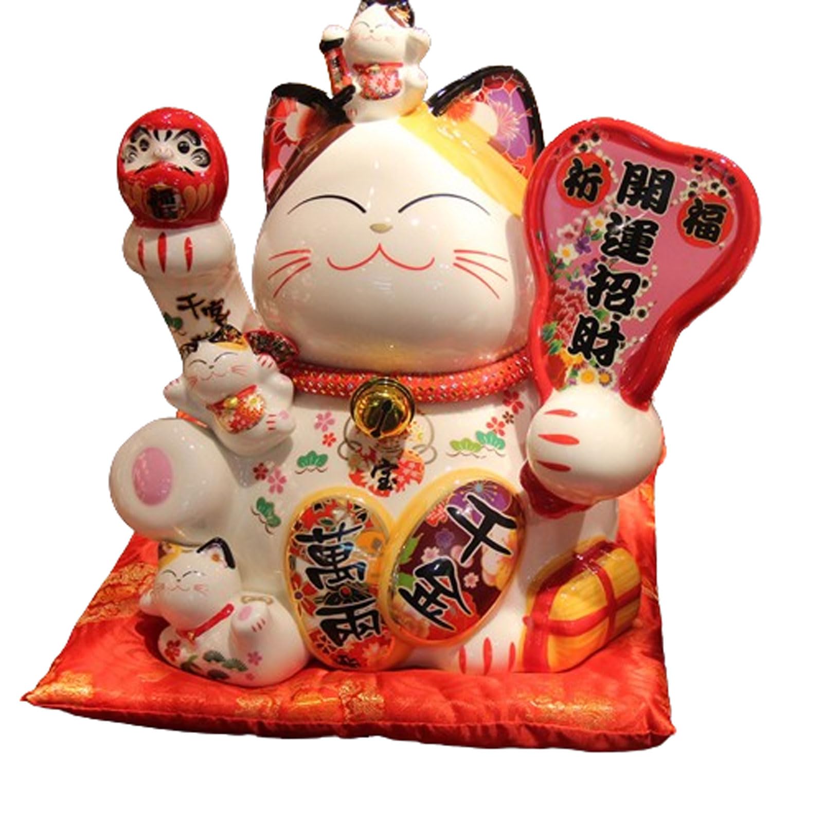 Ceramiczny szczęśliwy kot, ozdoba kota Maneki Neko , ozdoba na prezenty noworoczne, ozdobne ozdoby, bogactwo dobrobytu, rzeźba kolekcjonerska, ozdoby samochodowe do domu
