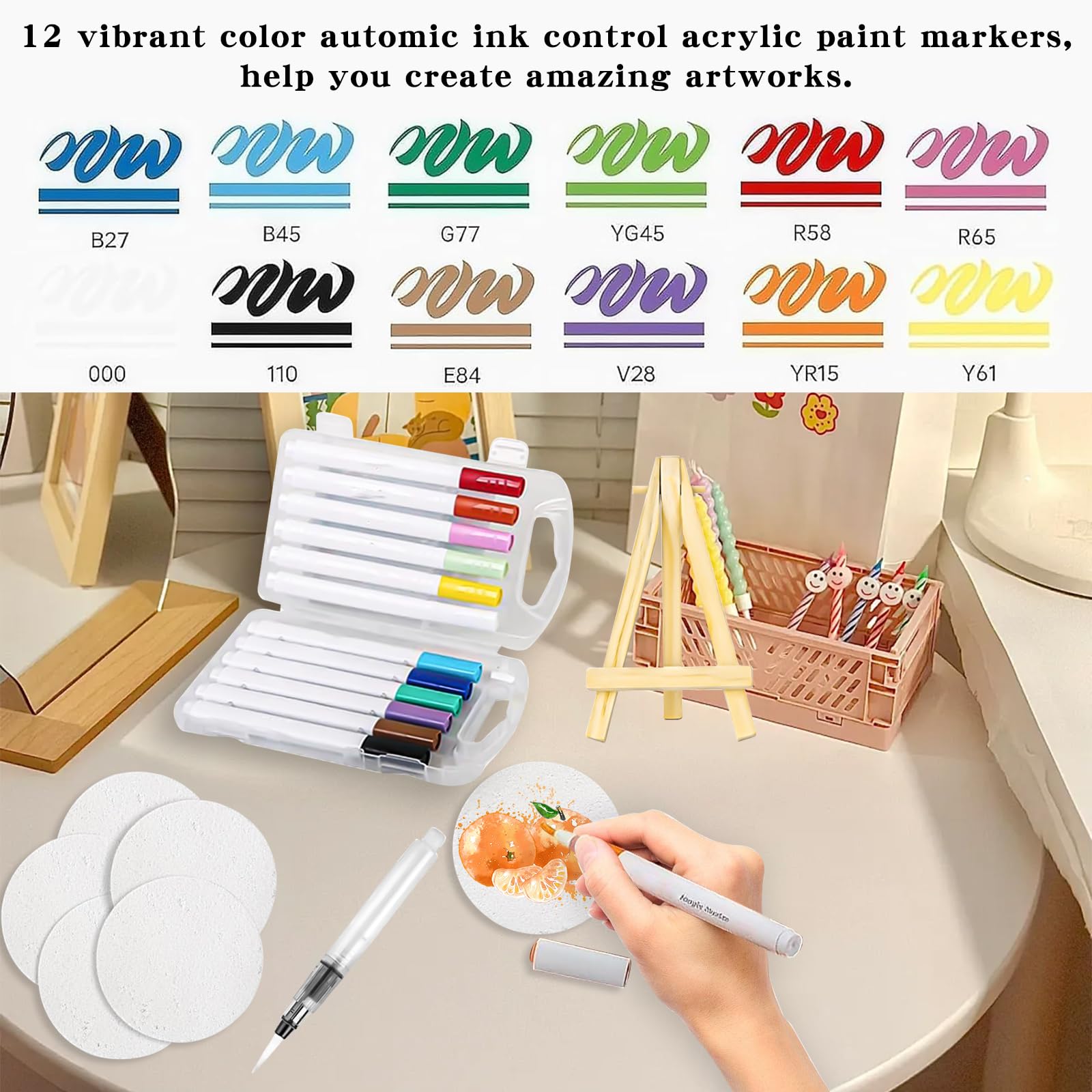 Magic Puffy Paint - Set Pittura 3D Per Bambini Con 12 Colori E Tela In Spugna, Effetto Popcorn Con Acqua, Attività Creativa Fai Da Te