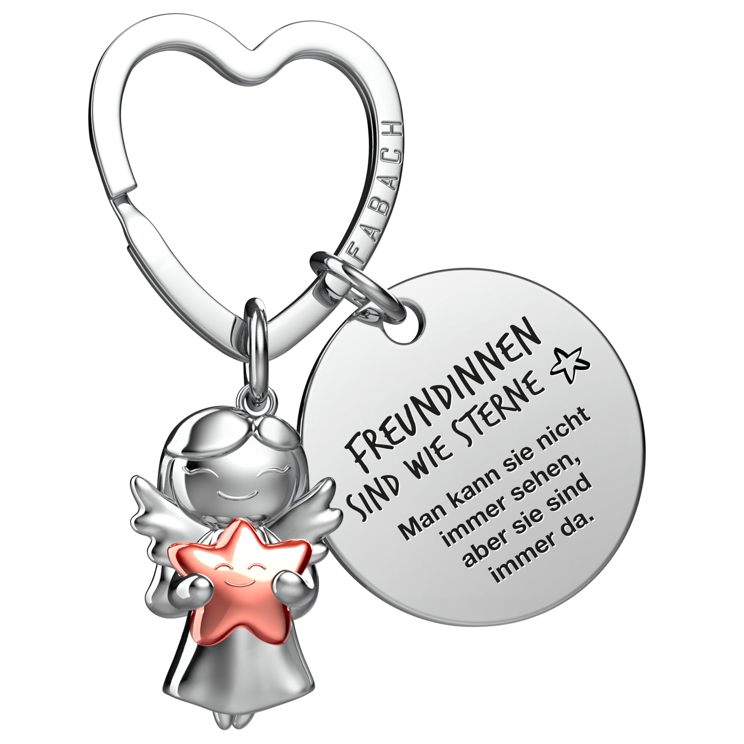 Set 3 Portachiavi Angelo Custode Con Cuore E Quadrifoglio – Portafortuna Regalo Perfetto Per Donne, Fidanzate E Amiche - 3