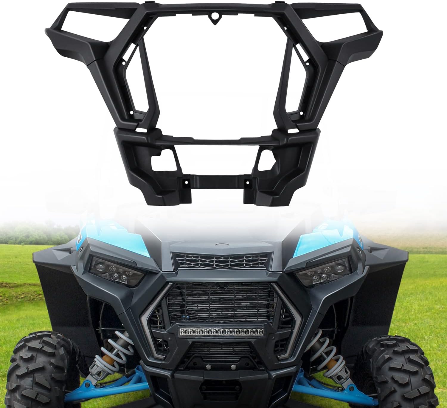 Front Fascia Compatible with 2019-2023 POLARIS RZR XP 1000 / XP 4 1000 /Turbo S/Turbo 4 S Plastic Front Headlight Bumper Cover Panel Replace OEM #5455432-070