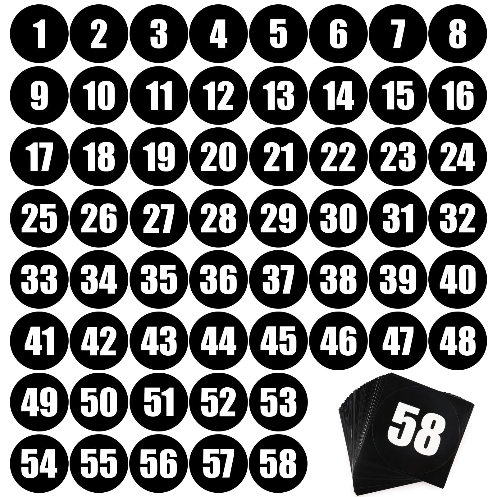 Fowecelt 58 Pcs 4 Inch Classroom Floor Dots Floor Stickers, Multicolor Classroom Spots Markers Line Up Self Adhesive Vinyl Stickers for Preschool and Kindergarten Elementary Teachers Kids (Black)