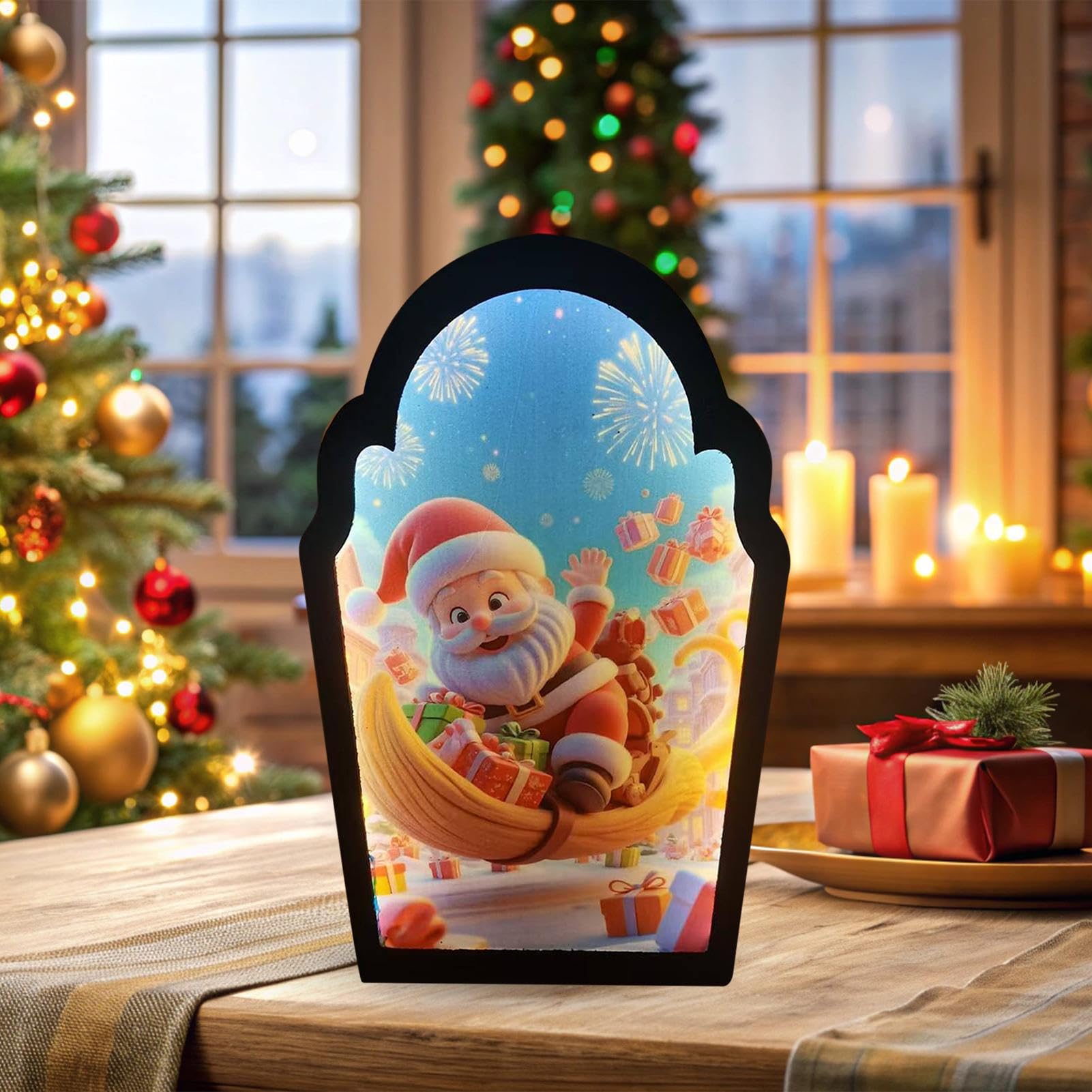 Luce notturna a forma di albero di Natale, lampada da tavolo decorativa a forma di stella, piccola lampada per albero festivo, illuminazione invernale suggestiva
