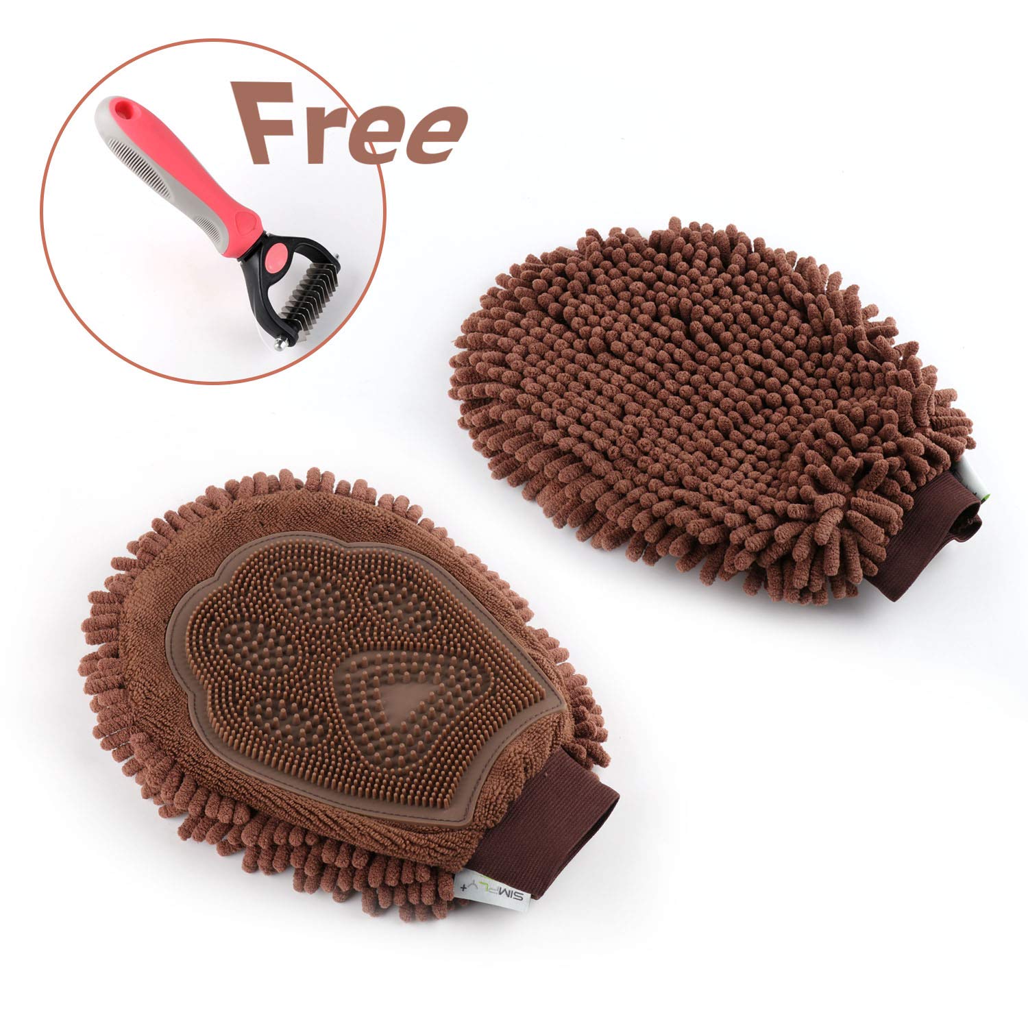 YuanKanJu Simply Home Pet Grooming Towel Glove Deshedding Brush and Pet Hair Remover Mitt with Ultra Absorbent Microfiber for Soaking -…
