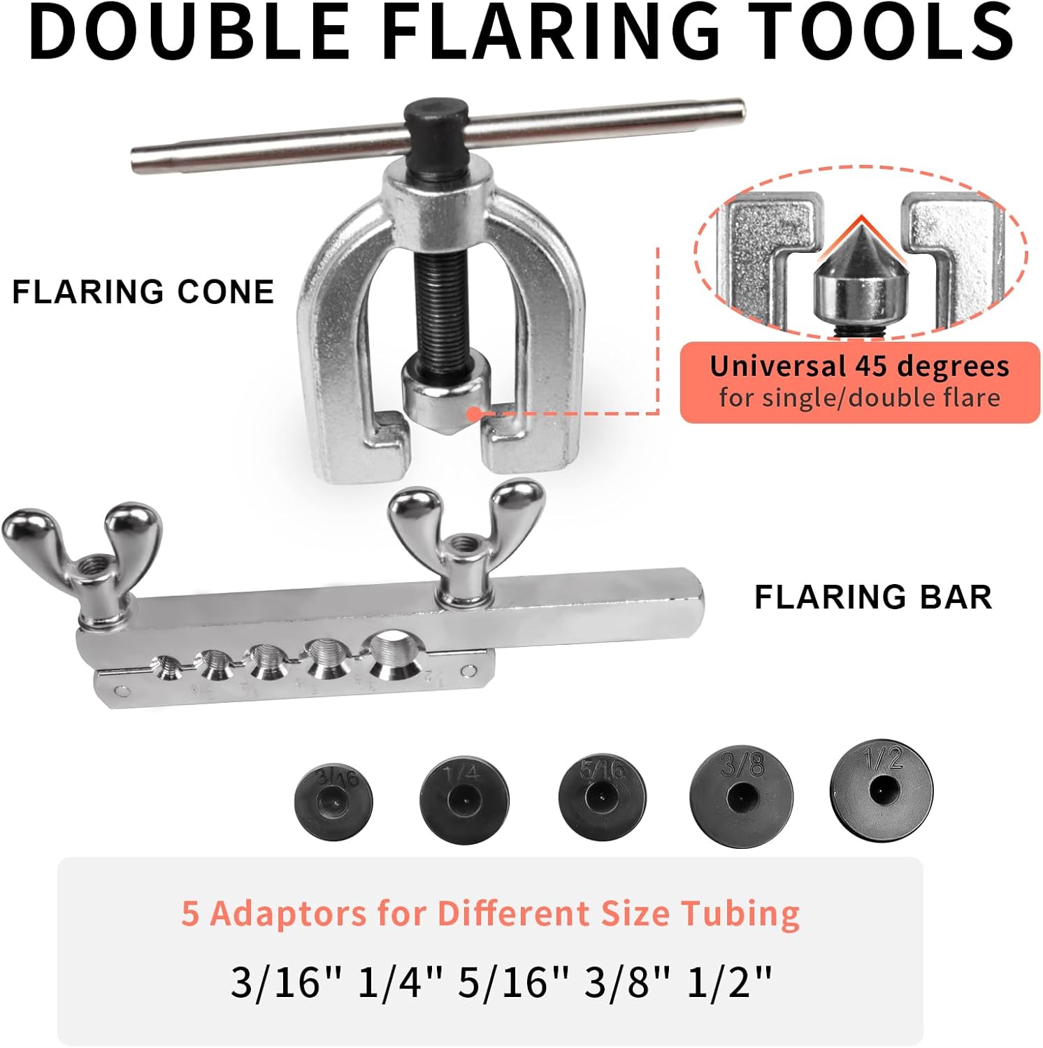 MuHize Dual-Size Brake Line & Flaring Tool Kit (3/16 + 1/4 Inch) - 25 Feet Copper-Coated Brake Tubing Set for Dodge Ram/Ford - Includes 32 Braking Fittings + 8 Unions