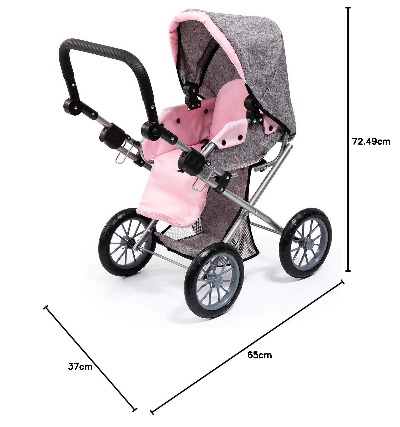 Bayer Design 13633AA Carrozzina per Bambole City Star, Passeggino per Bambole, pieghevole, regolabile in Altezza, convertibile con borsa
