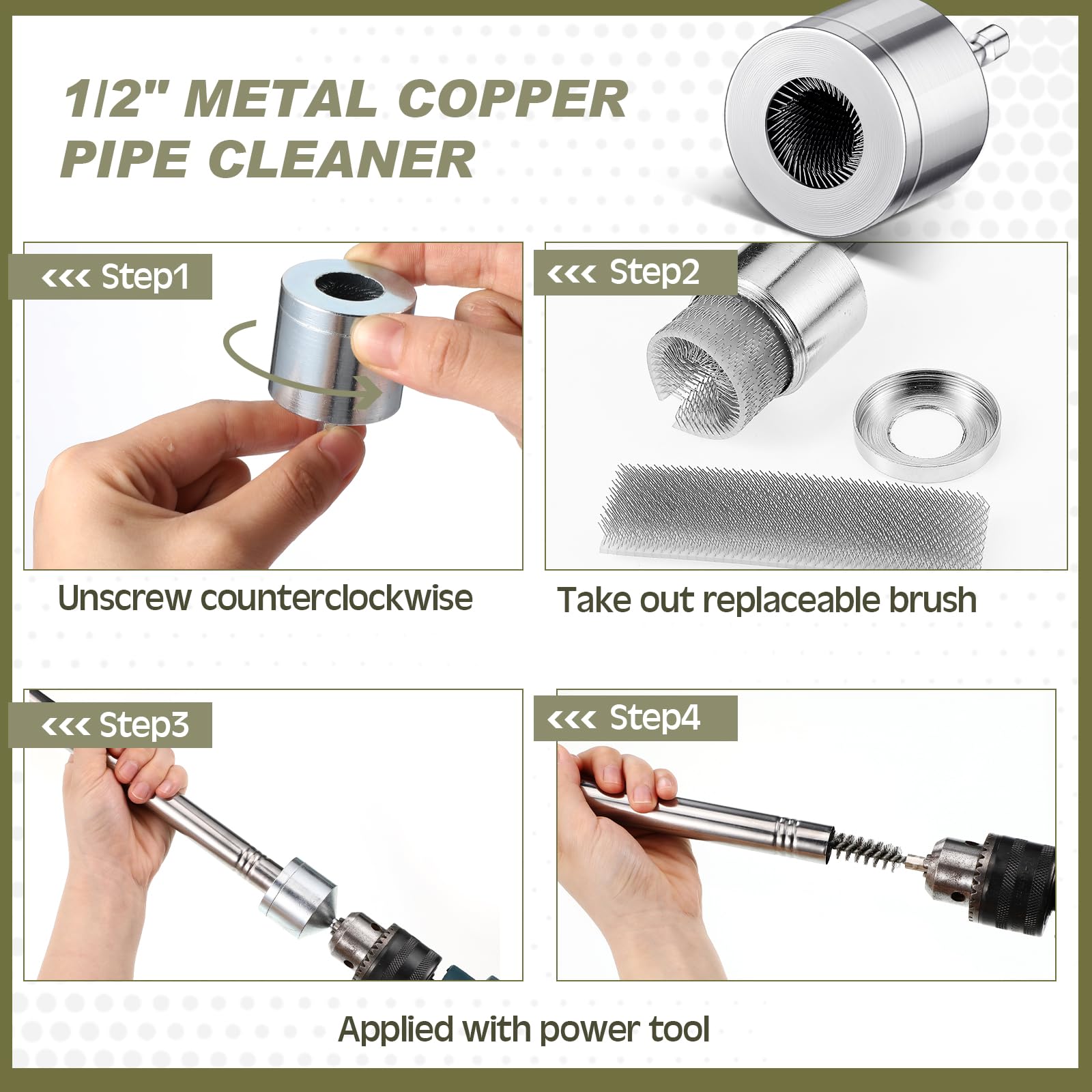 Pasimy Pipe Cleaning Brush Kit - Power Drill Brush -4 Pasimy Pipe Cleaning Brush Kit - Power Drill Brush -4