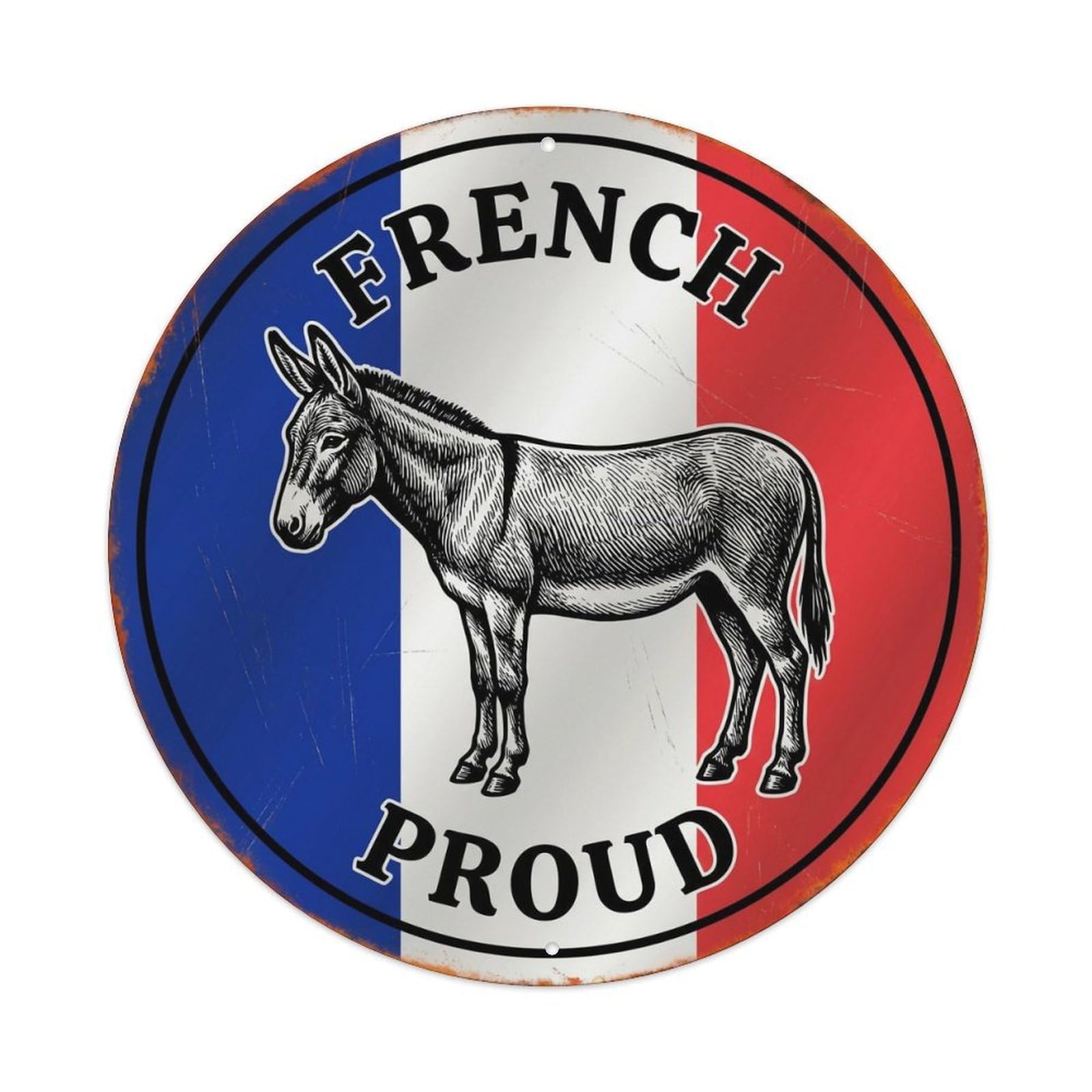 Olhnbad Style French Proud Donkey Farm Animal Heritage Emblem Metal Tin Sign