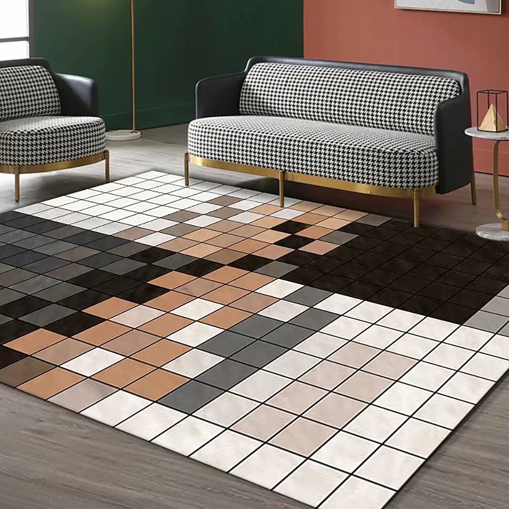 Tapis salon chambre couloir bureau à poils courts géométrique moderne
