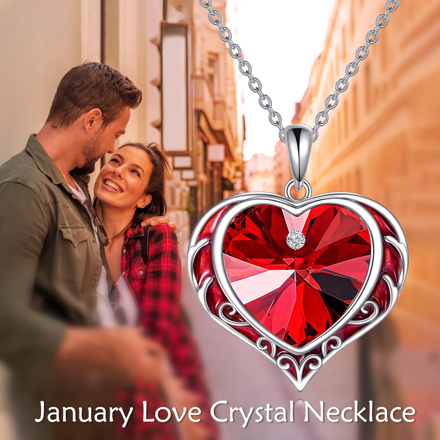 Necklaces for Women, Love Heart Pendant with Austrian Crystals, Jewelry Gifts for Wife, Sterling Silver Heart Necklaces, Birthday or Chrismas Holiday Gifts for Her, Mom - Image 3