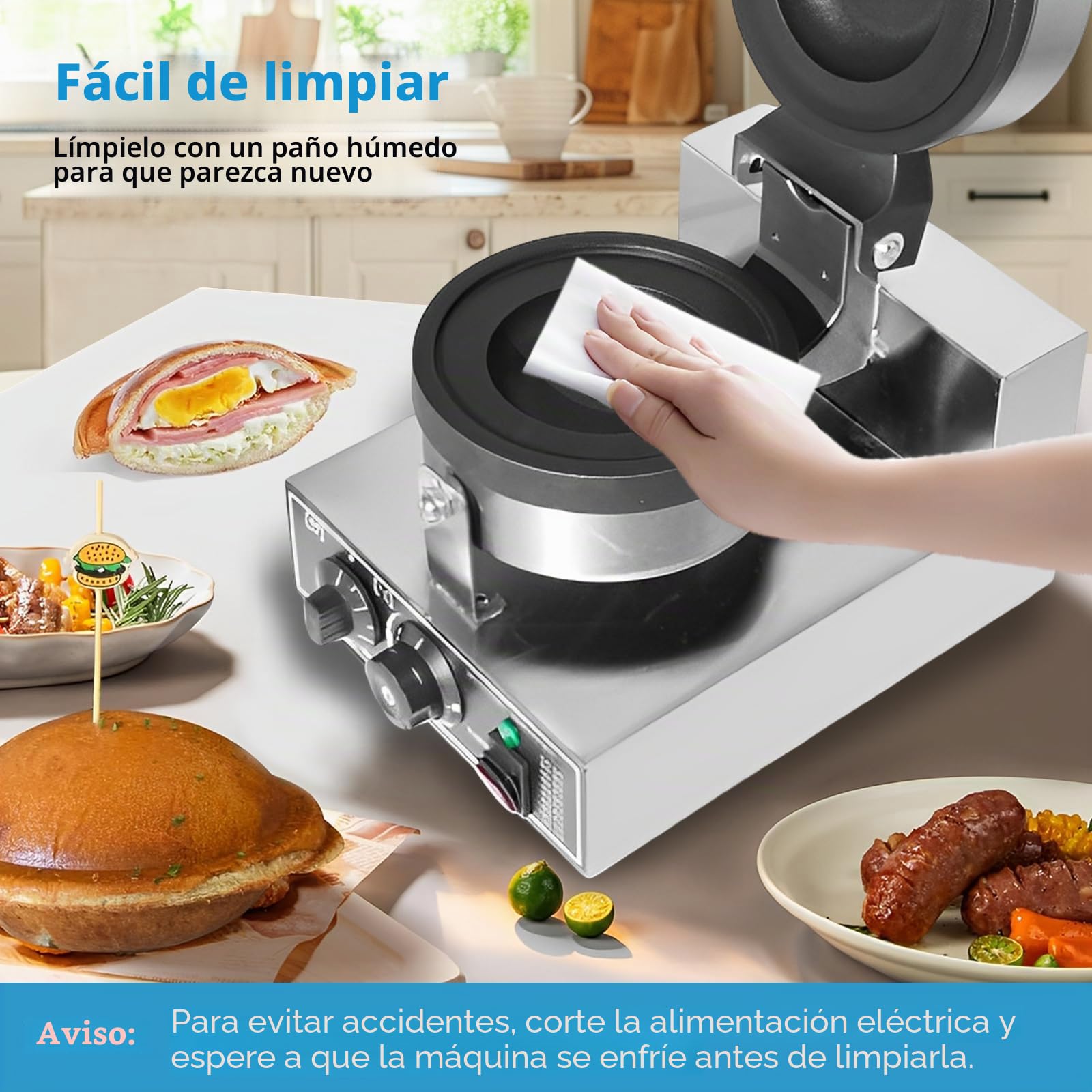 Máquina Para Hacer Hamburguesas UFO, Máquina para Hacer Hamburguesas | con Helado Comercial, Control de Temperatura de 50 °C a 300 °C, Ajuste de Tiempo de 0 a 5 Minutos para Comercial y Doméstico