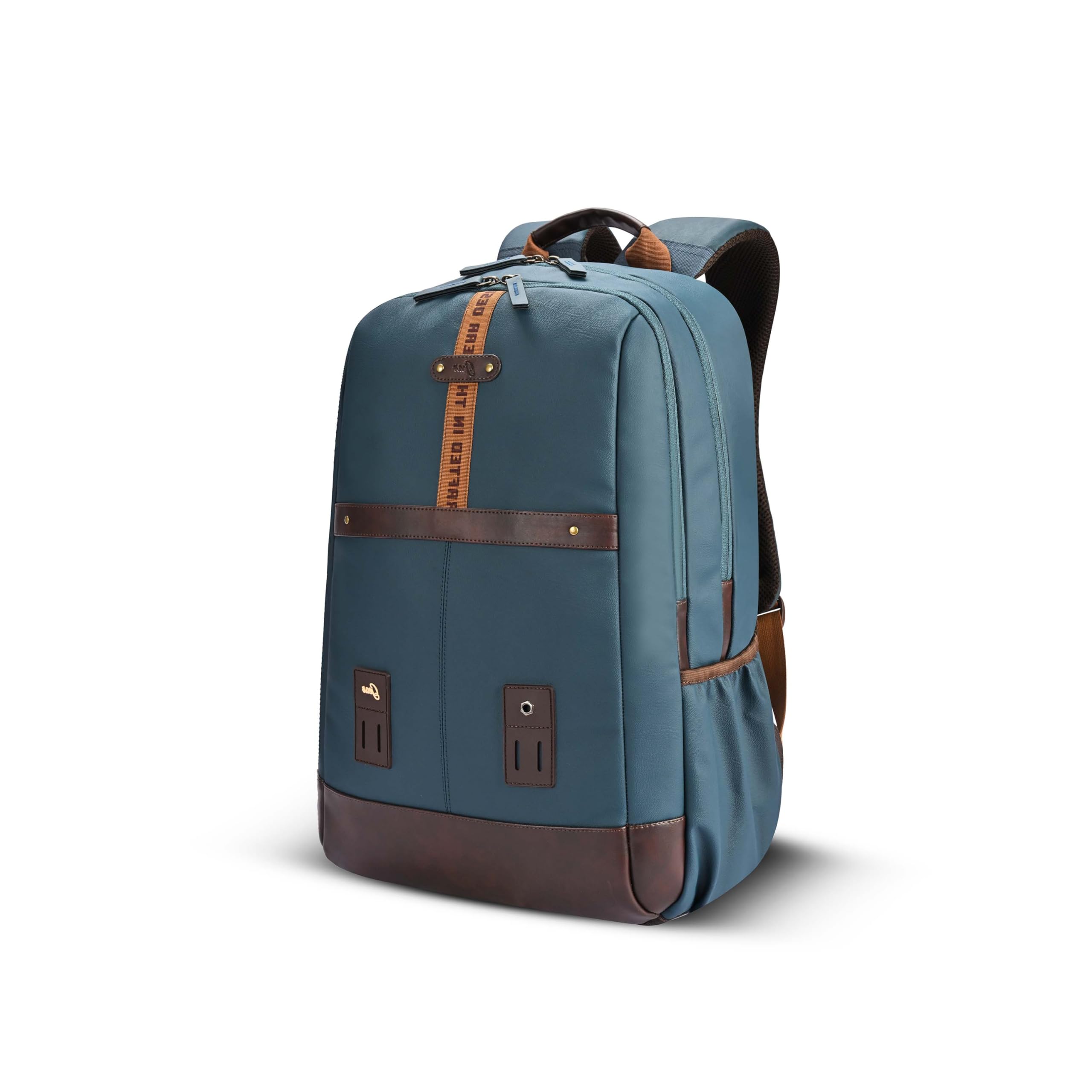 gear Classic 4 Faux Leather (Without Antitheft) 19"/32L Large Water Resistant Laptop Backpack/Casual Backpack/Daypack/Travel Backpack/College Bag For Men/Women(Teal-Brown)-picture-30