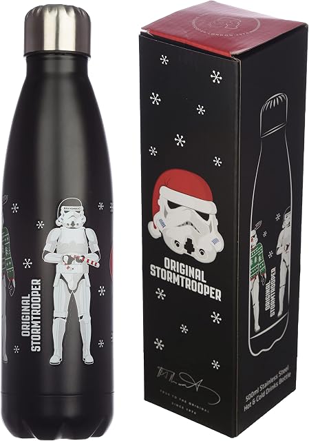 Puckator The Original Stormtrooper - Stainless Steel Water Bottle - Cold for 24h and Hot for 12h - Metal Water Bottles with Trooper Design - Double Walled Modern Thermos Flask - Bpa Free - 500 ml