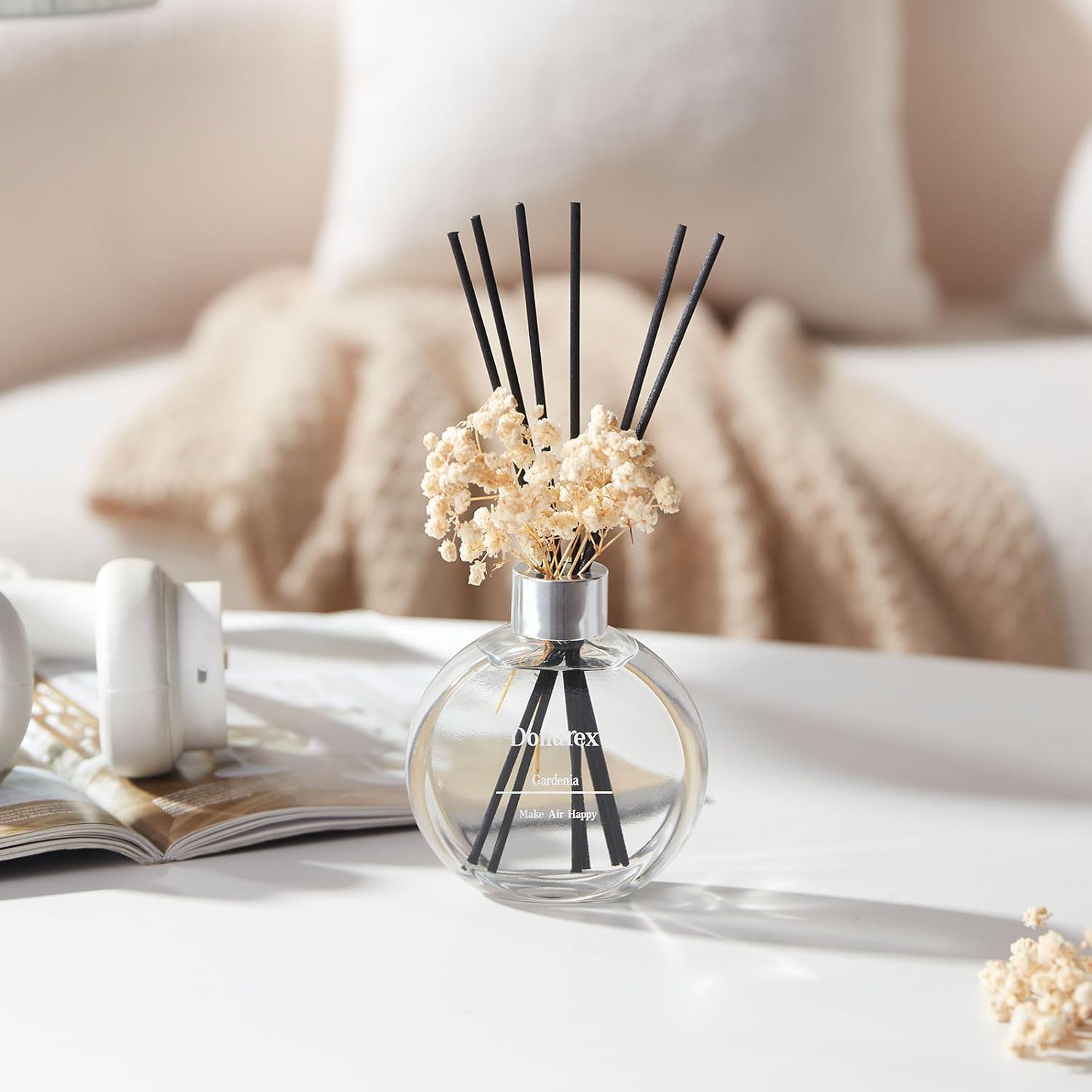 Flower Reed Diffuser Set 5.07oz Gardenia Scent Diffuser with Sticks Home Fragrance Reed Diffuser for Bathroom Shelf Decor - Image 2