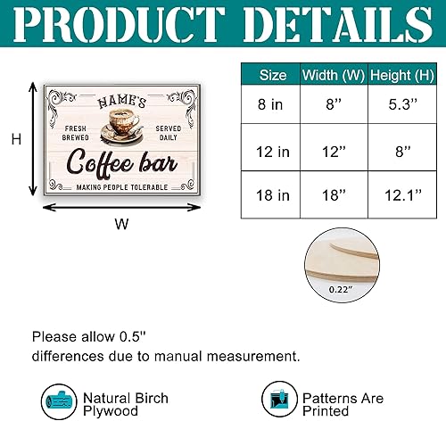 Miniatura 2 de Artsy Woodsy Letrero personalizado de madera para barra de café (no tallada o neón), placa de pared para decoración de cocina, regalos