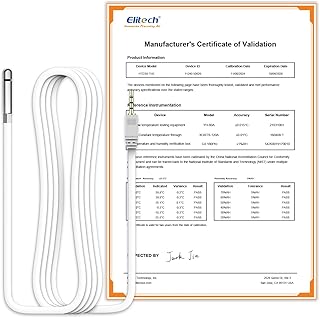 Elitech Temperature and Humidity Probe for RCW-360Pro, -40 to 176°F, 0~100% RH, 16.4ft Cable Auto-Detection Digital Sensor with Calibration Certificate for Medical Pharma Validation, HTD3X-THE-R-5M