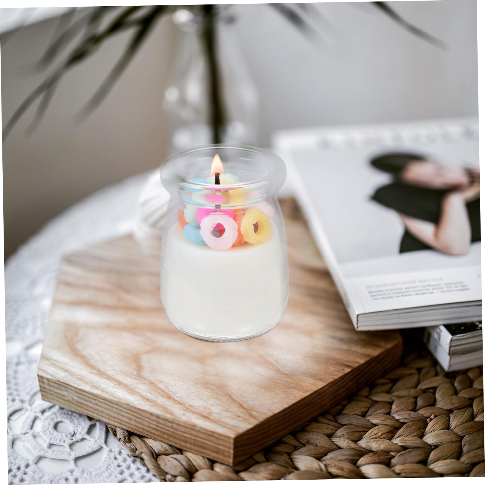 2 Stück Duftkerze im Donut Design Sojawachs mit Fruchtigem Oolong Aromatherapie Kerzenbecher für Partys und Festliche Anlässe