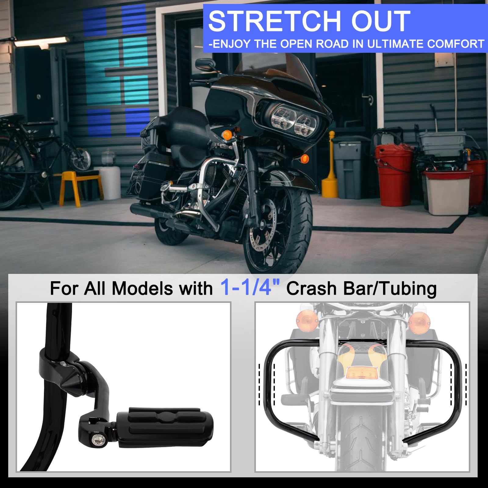 Support De Repose Pieds Autoroute Noir Pour Pare Cylindre De 32mm