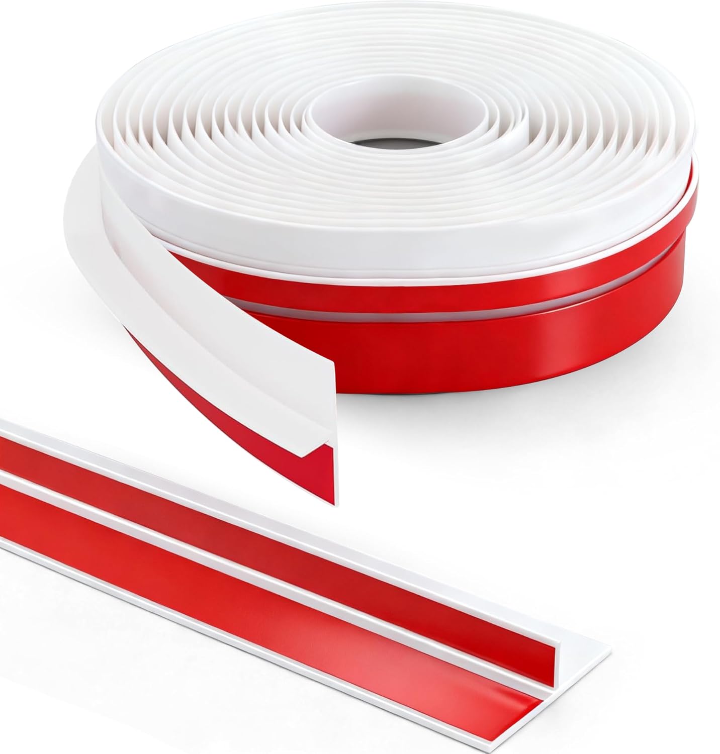 TAROSE 20Ft T-Shaped Door Draft Stopper, Silicone Weather Stripping Seal Tape for Doors and Windows - White, 2" Wide (50mm)