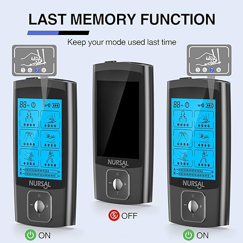 Miniatura 7 de NURSAL TENS Unidad con 12 almohadillas de repuesto, máquina estimuladora muscular para cuello, espalda, alivio del dolor de ciática, masajeador de