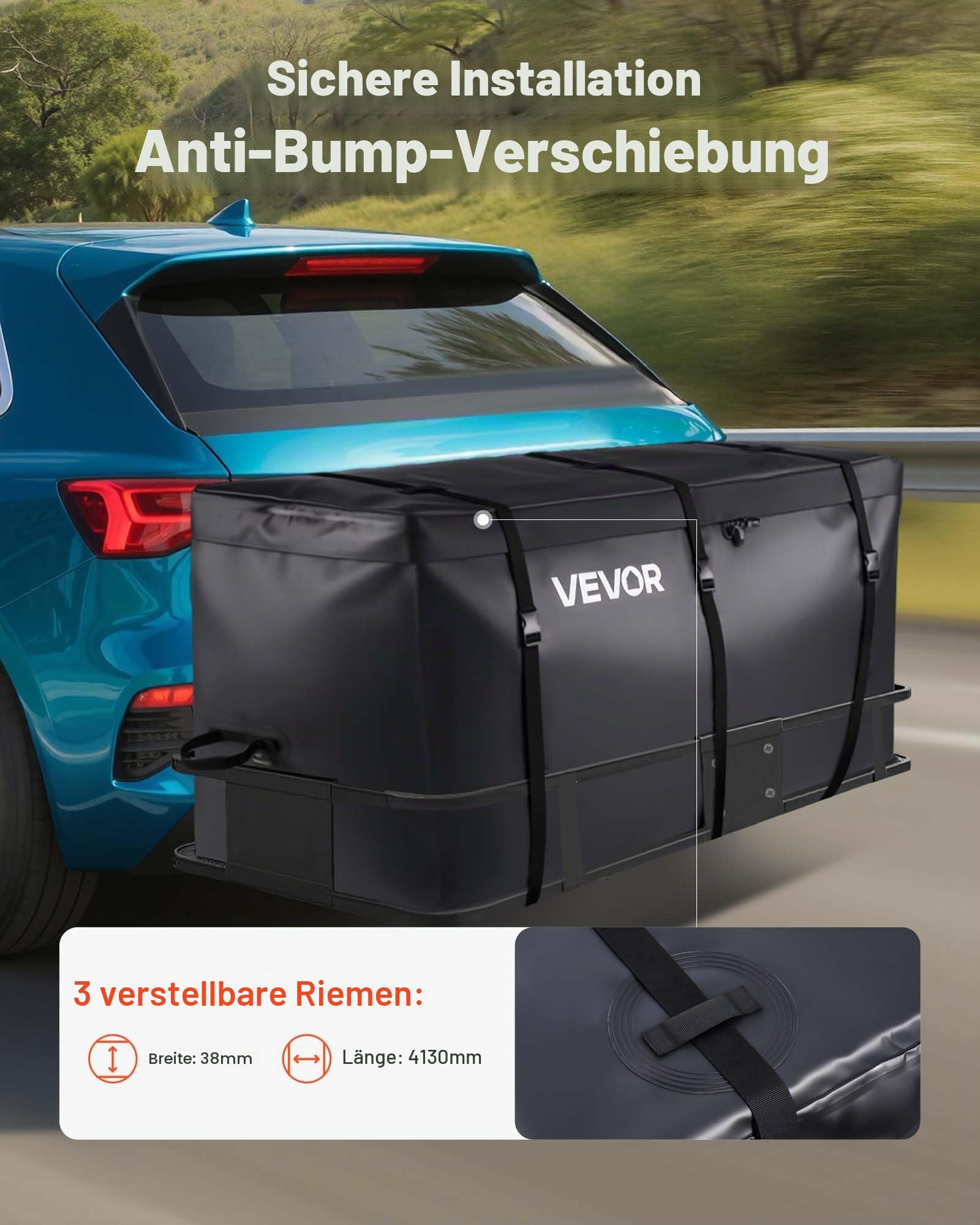 VEVOR Gepäckträgertasche für Anhängerkupplung aus wasserdichtes 840D-PVC (0,71 m³), Gepäcktasche zur Aufbewahrung auf der Ladefläche von Lkws mit verstärkten Gurten für PKW SUVs Vans Schwarz
