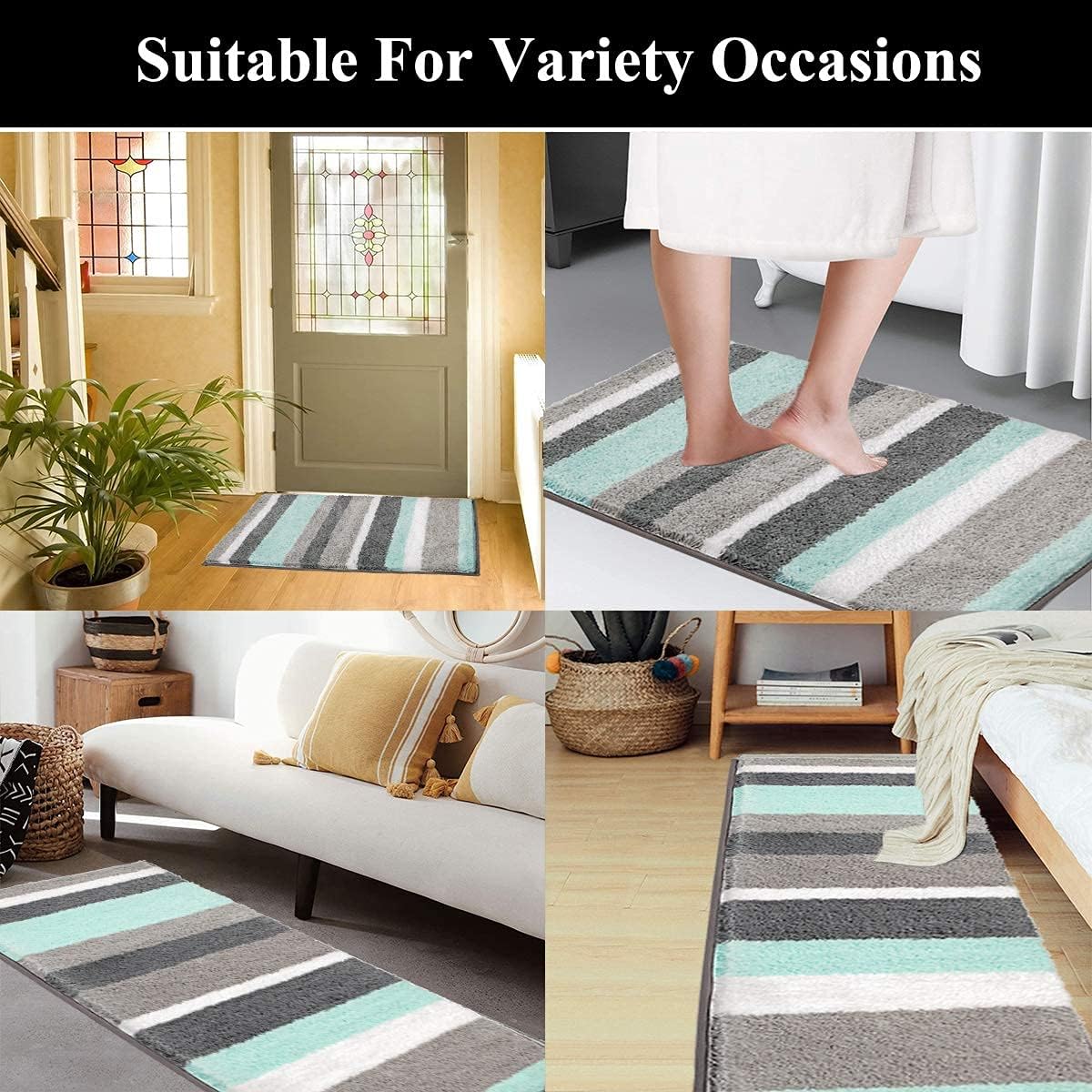 HEBE Extra Long Bath Rug Runner for Bathroom Extra Large Non Slip Microfiber Bathroom Mat Rug Runner Machine Washable Area Rugs,27.5" x55" : Home & Kitchen