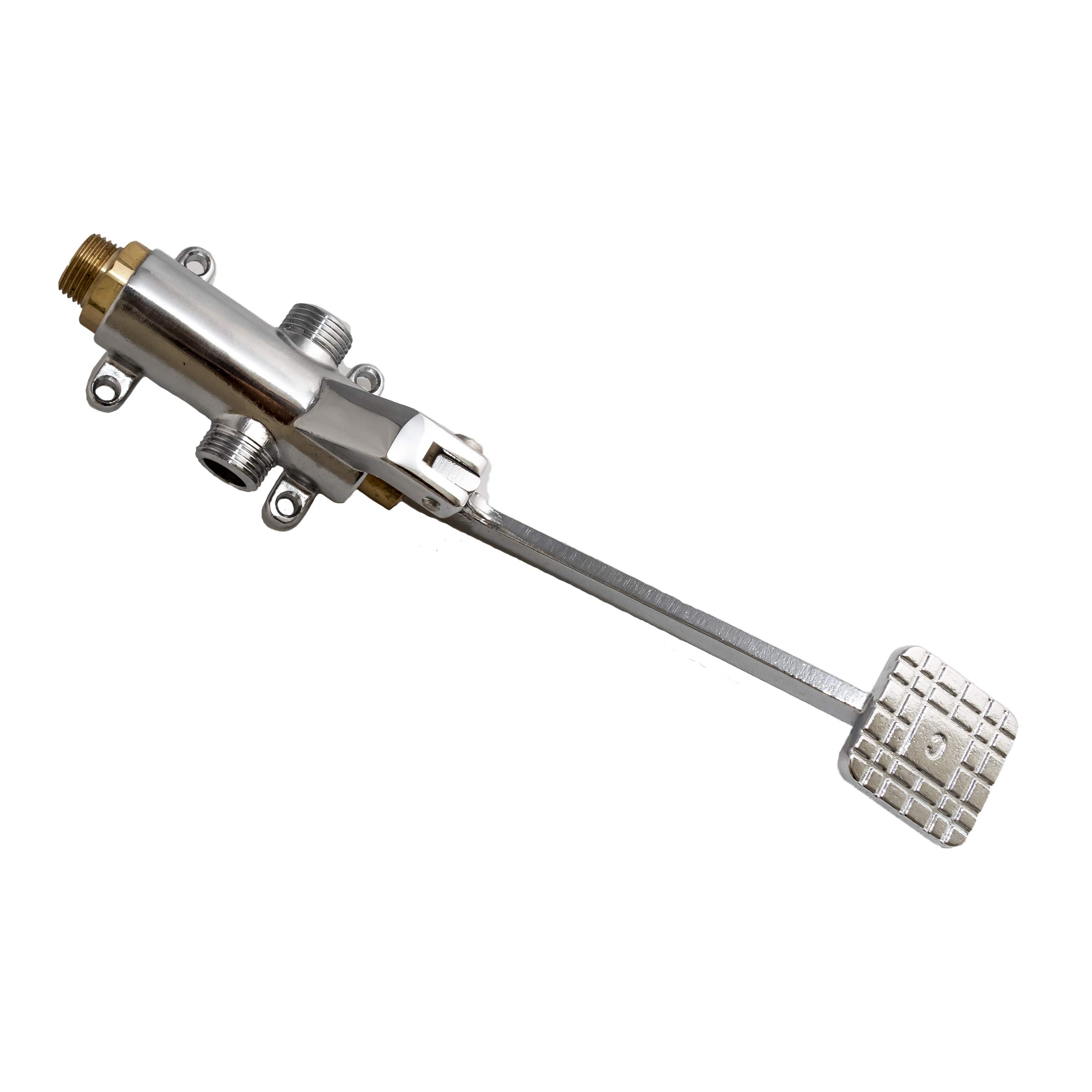 Set de Grifo pedal mezclador de pie pulsador para fregaderos industriales de hostelería, Caño tubo alto vertical giratorio y Manguito para suministro de agua con rosca de 1/2".