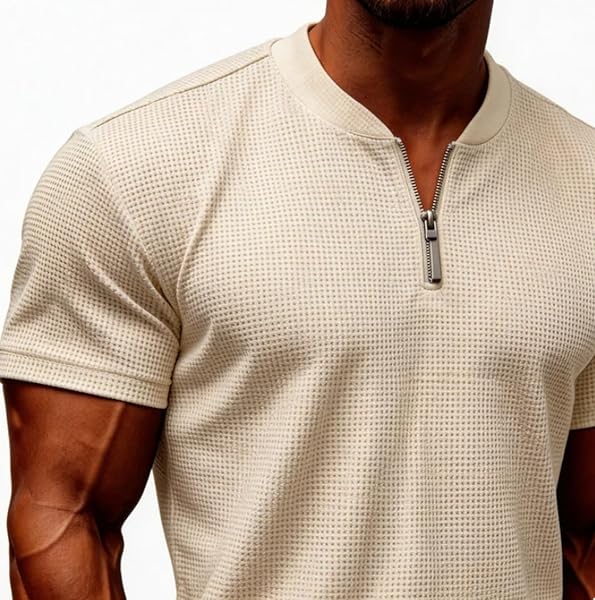 MSIYOW Chándal Deportivo para Hombre Camiseta de Manga Corta con Cremallera y Pantalones Largos Conjunto Deportivo Hombre Verano - 2