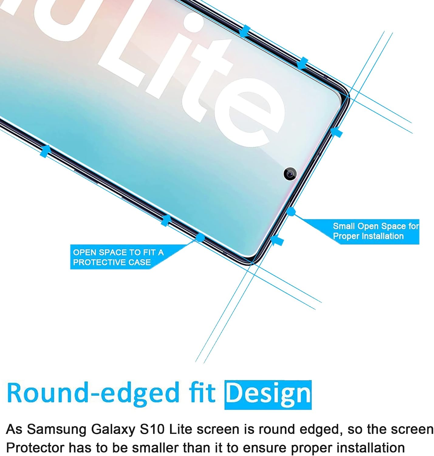 NEW'C [3 Pack] Designed for Samsung Galaxy S10 Lite Screen Protector Tempered Glass, Case Friendly Ultra Resistant