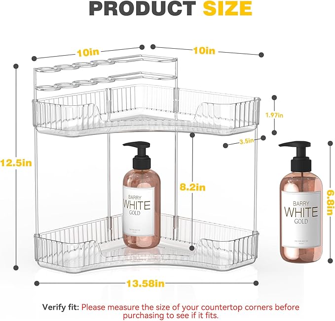 Organizador de Esquina para Baño Asayuee 2 Niveles con Porta Cepillos miniatura 2