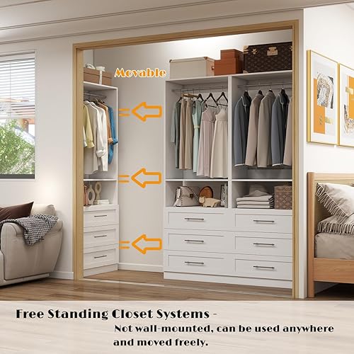 Miniatura 5 de Dilando Sistema de armario con cajones de madera de 4 pies, sistema organizador de armario de madera para vestidor, armarios de esquina