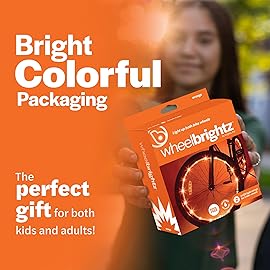 Brightz WheelBrightz 2-Pack Bike Wheel Lights, Orange - LED Bike Lights for Tires - Bike Lighting Parts & Accessories - Outdoor Summer Fun for Boys and Girls