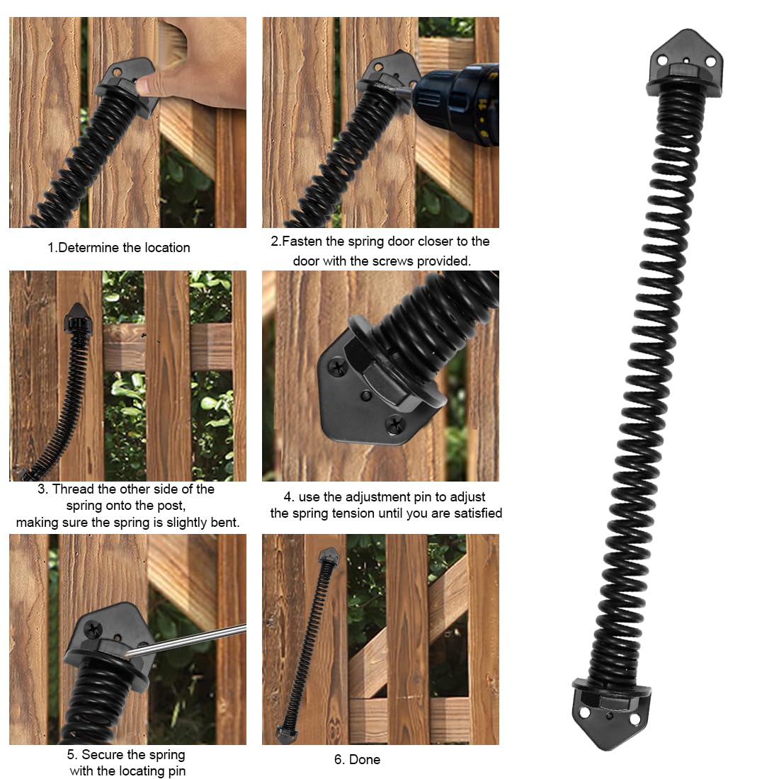 Outdoor Houten Hek Poort Veiligheid Zelfsluitende Poort Metalen Verstelbare Lente Poort Sluiten Automatische Deurdranger