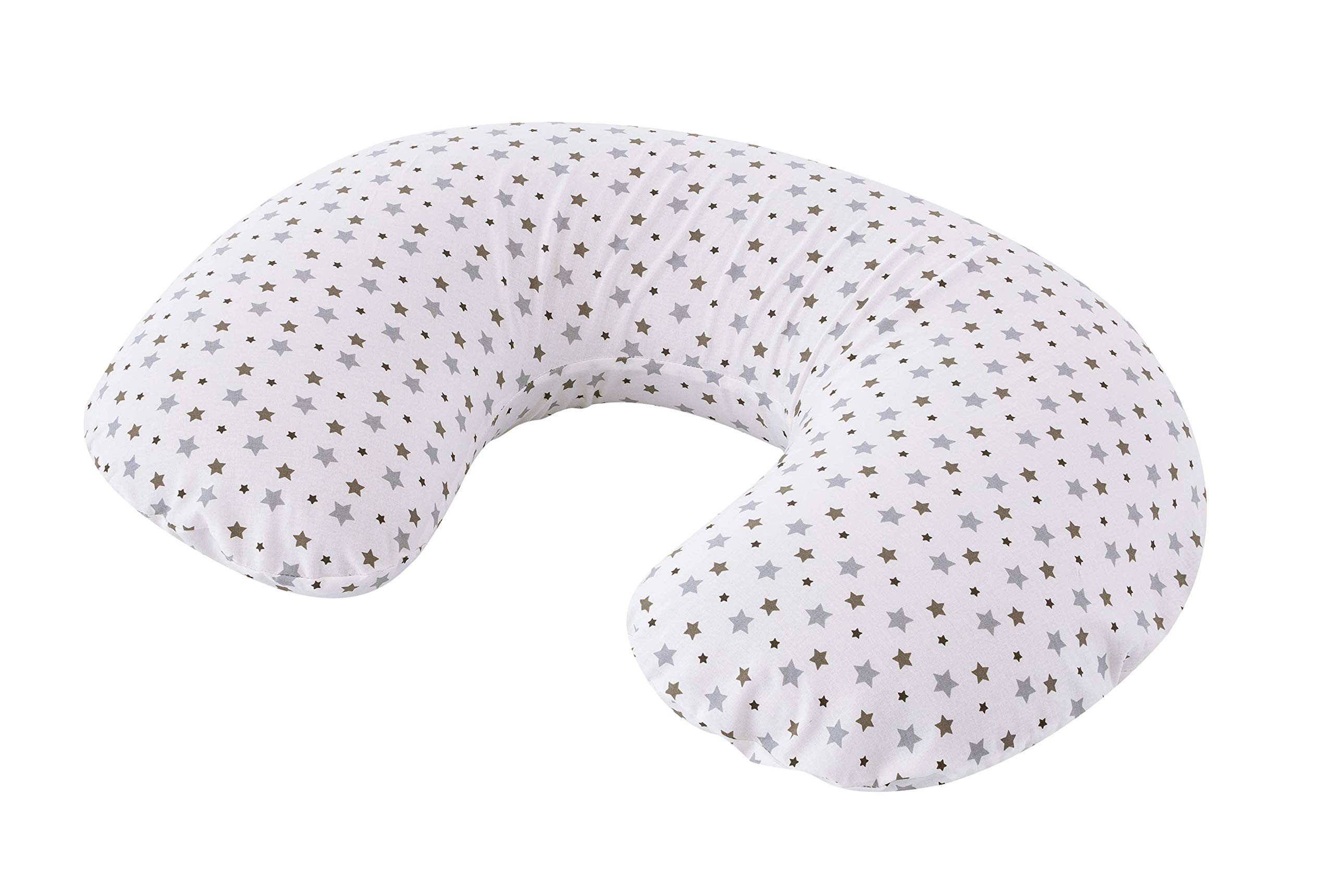 Träumeland T042001 Touch - Cojín de Lactancia (Ajuste, Compacto y Estable, para un Embarazo cómodo y una Lactancia Relajada), diseño de Estrellas Grises, Multicolor