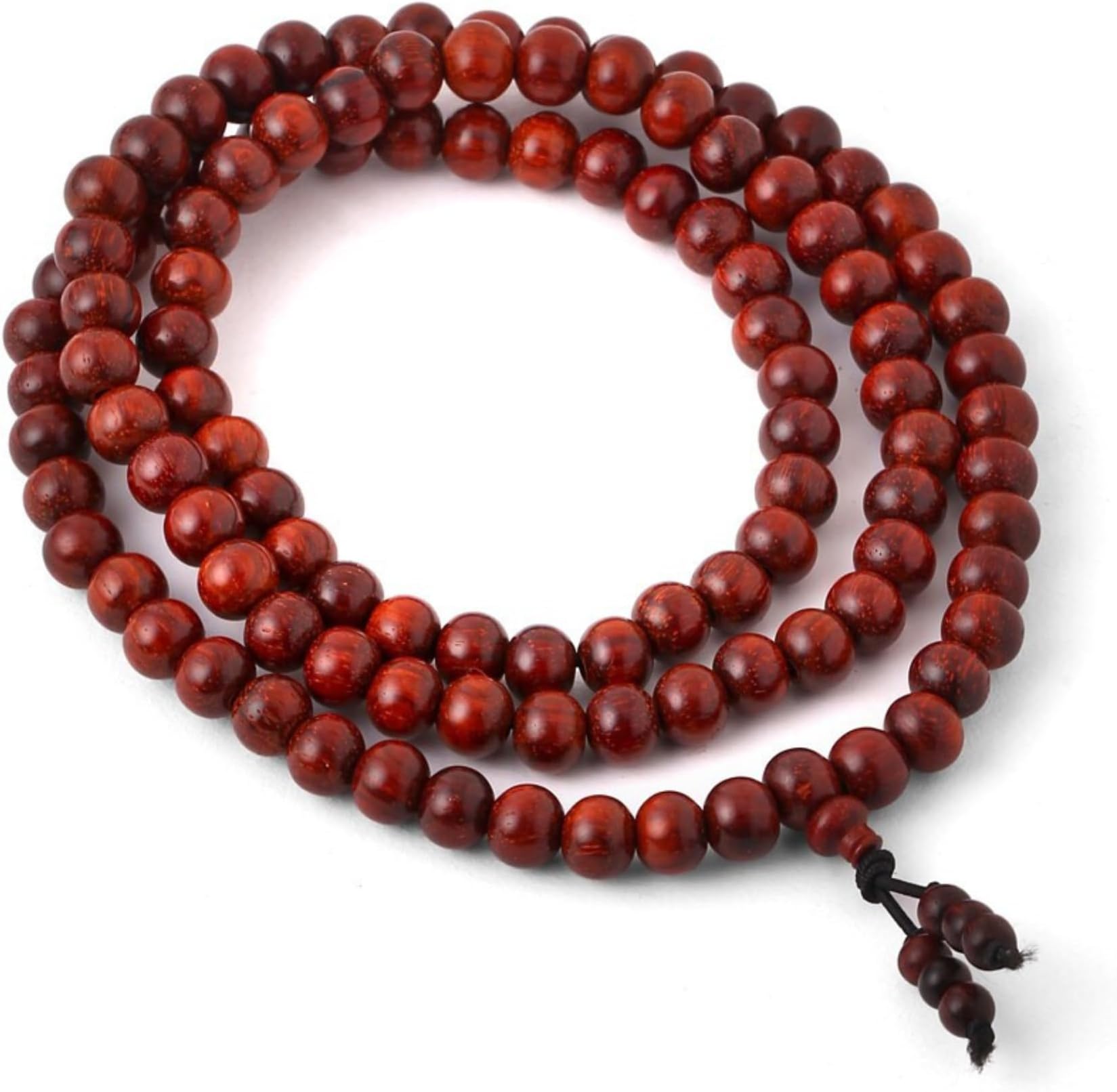 YSK Handcrafted Original Red Sandalwood Mala Rosary Lal Chandan Jaapmala Wooden Raktchandan Japa Maala for Meditation Pooja Chanting Wearing Jewelry Prayer Beads - 108 Beads (10 MM)