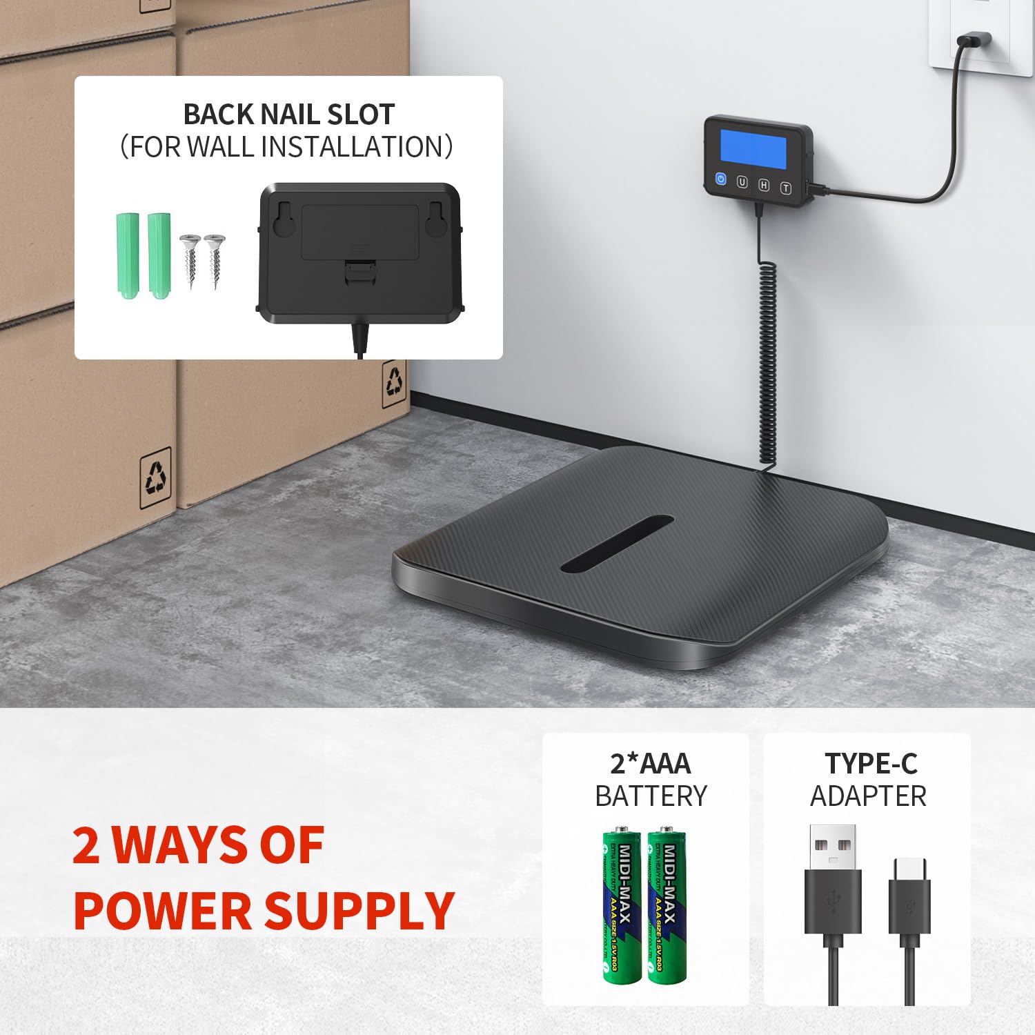 KKZ Shipping Scale, 440 LB Heavy Duty Postal Scale for Packages, Large Mailing Scale for Postage, Industrial, Small Business, Laundry, Warehouse, Carbon Fiber
